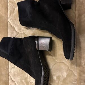 Aquatalia Black Boots with Silver Heel